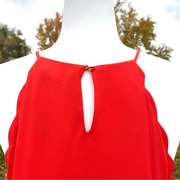 Stella Luce Red Scalloped Halter Blouse ~ Size Large - Picture 5 of 7